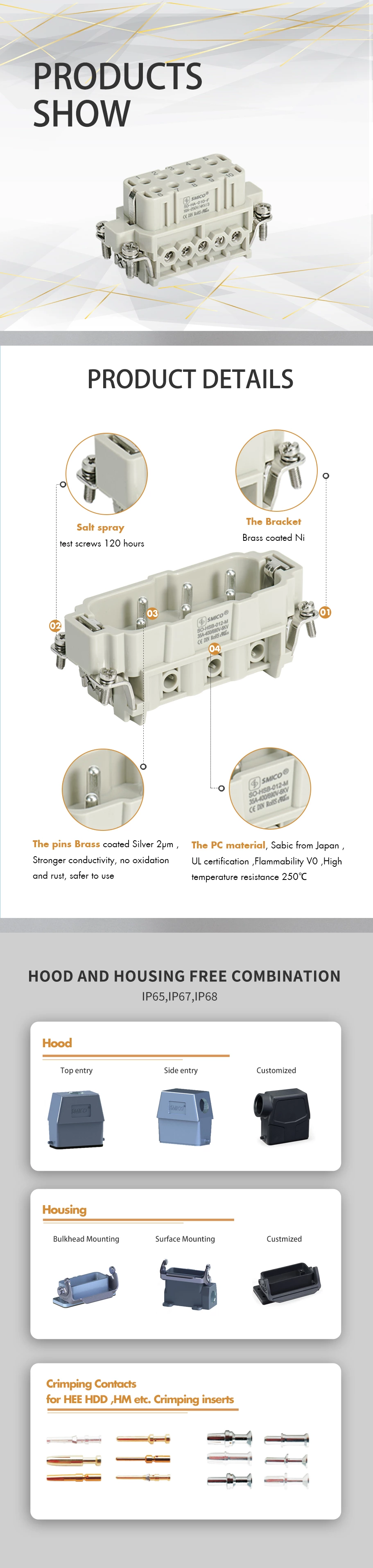 10pins Heavy Duty Power and Signal Connectors
