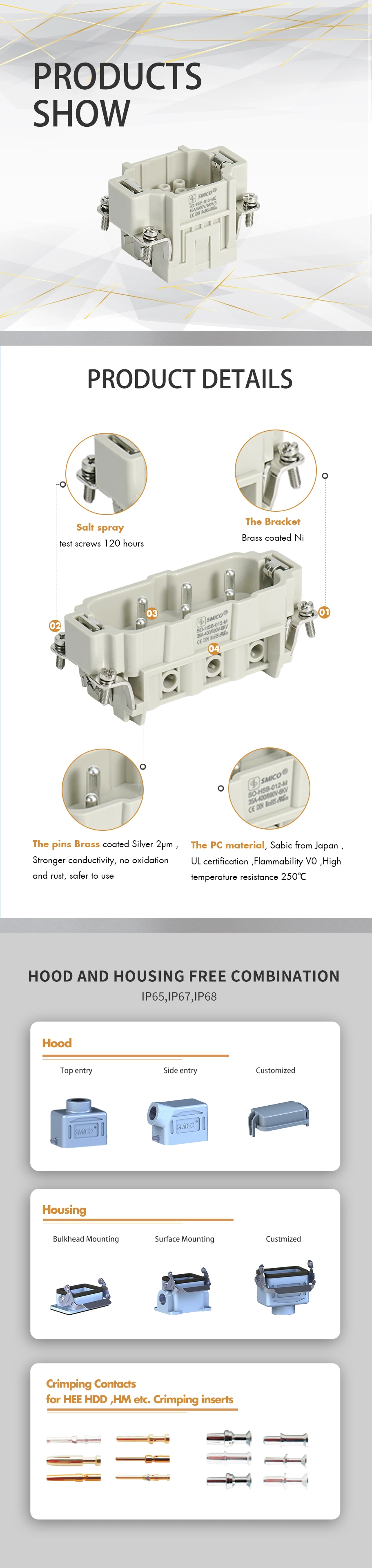 10 pin heavy duty connector HDC HEE-010 Crimping type
