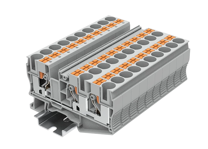 PT10-3-G in line spring guide rail terminal