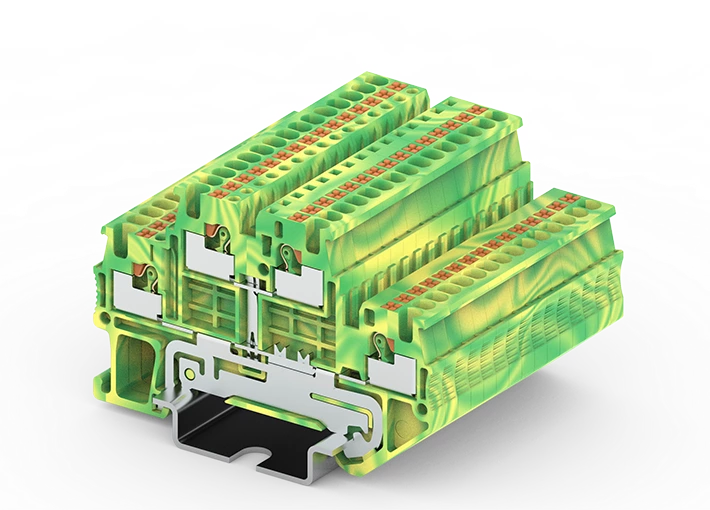 PTD1.5-2-PE push in spring guide rail terminal