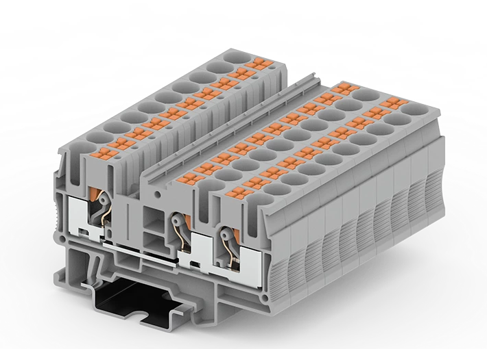 TP6-3-G in line spring guide rail terminal