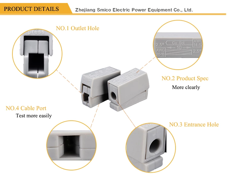 2273-205 wire terminal connector EU-415 quick connector 5pin push connector