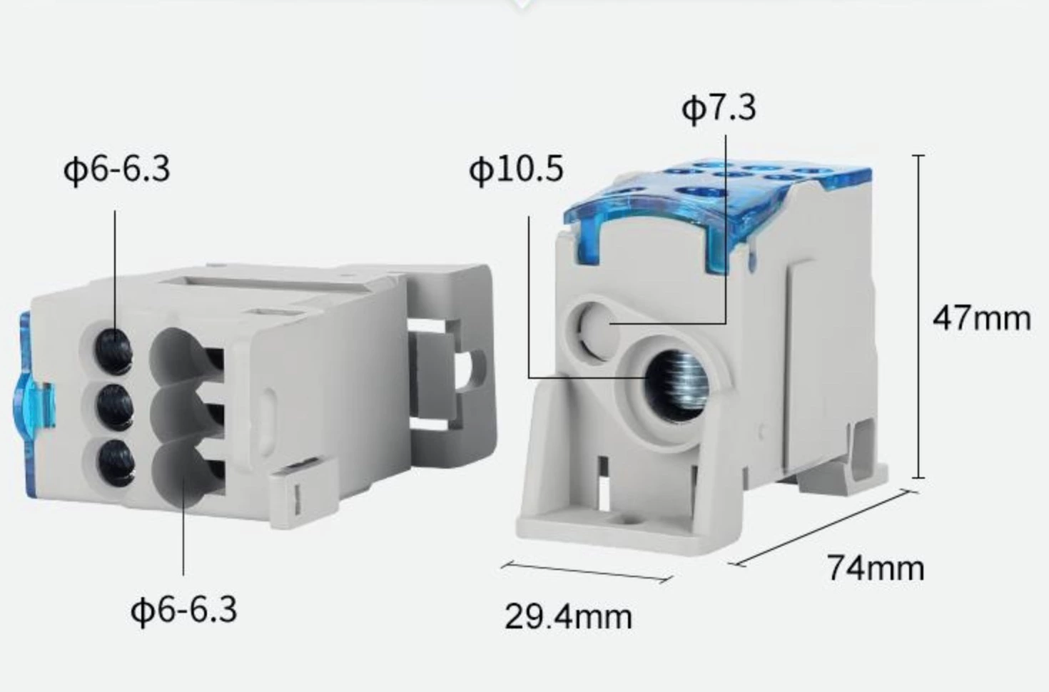 UKK 125A Din Rail Screw Distribution Terminal Block Power
