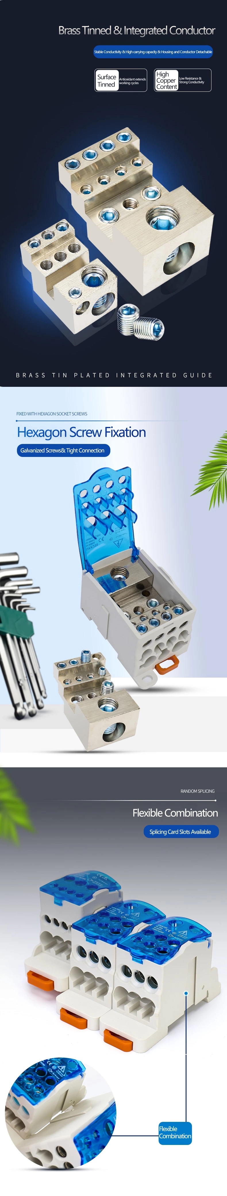 80A  Din Rail Distribution box  terminal block junction box with cover